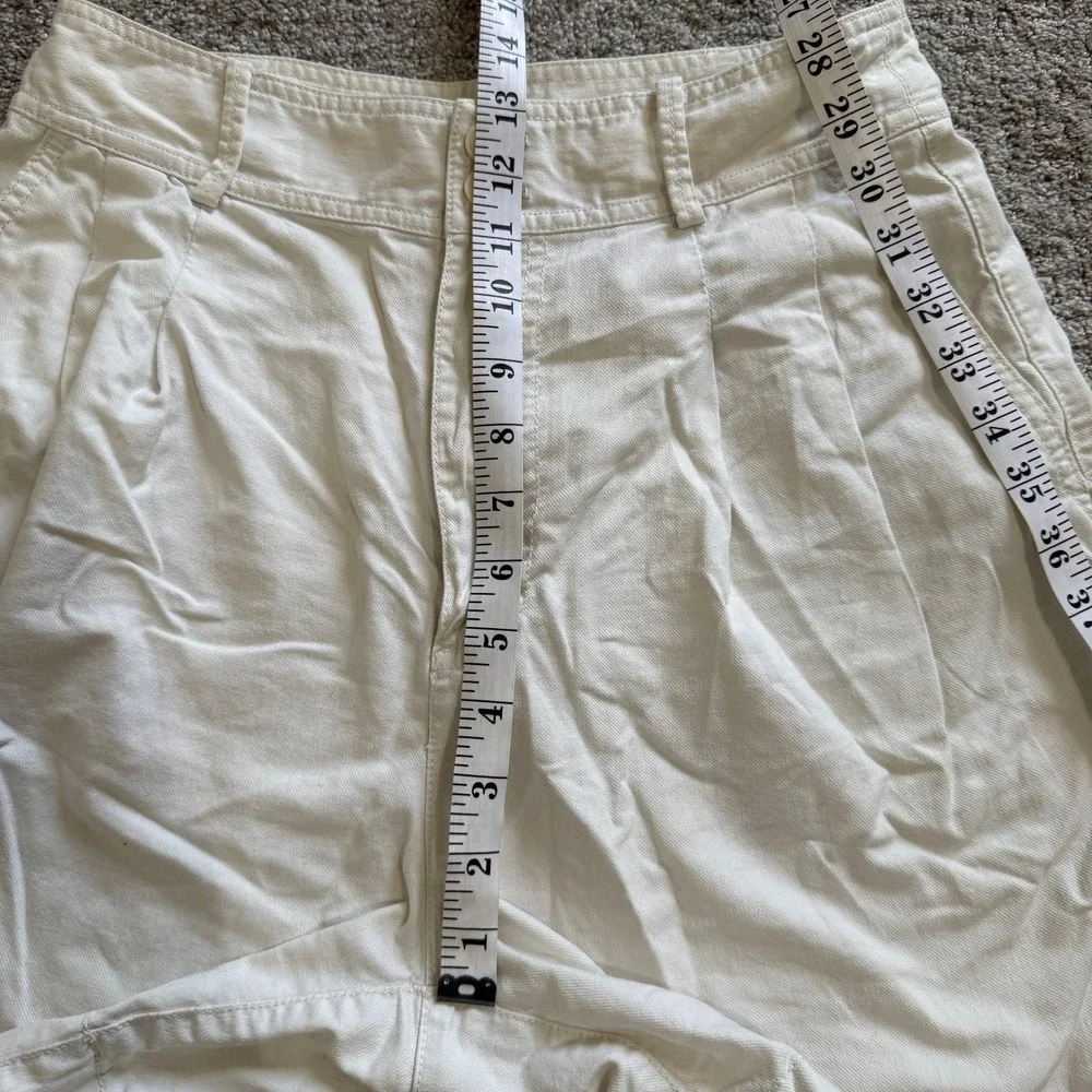 Madewell Pleated Cotton Linen Shorts Cream Sz 6 Coastal Minimal Tailored Preppy - Picture 7 of 11